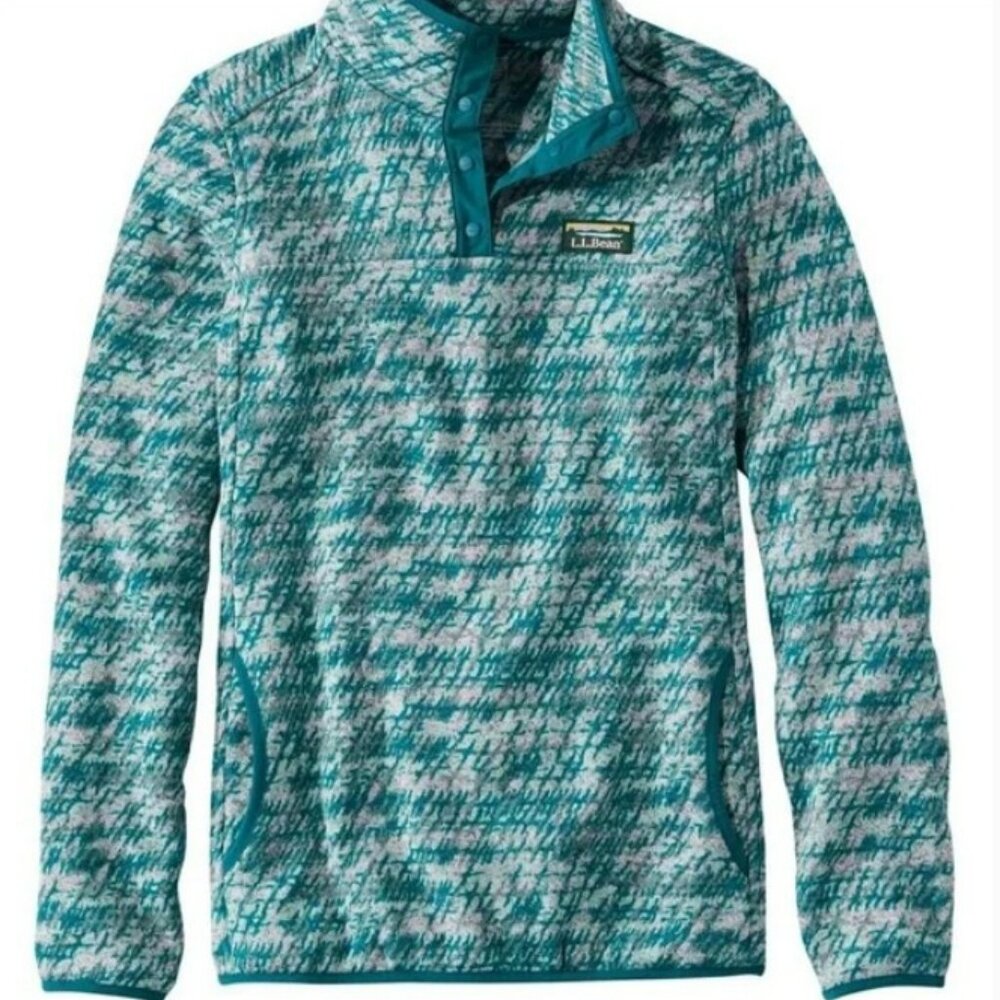 L.L. Bean Pullover Women's M Reg Blue 1/4 Button Fleece Hiking Camping